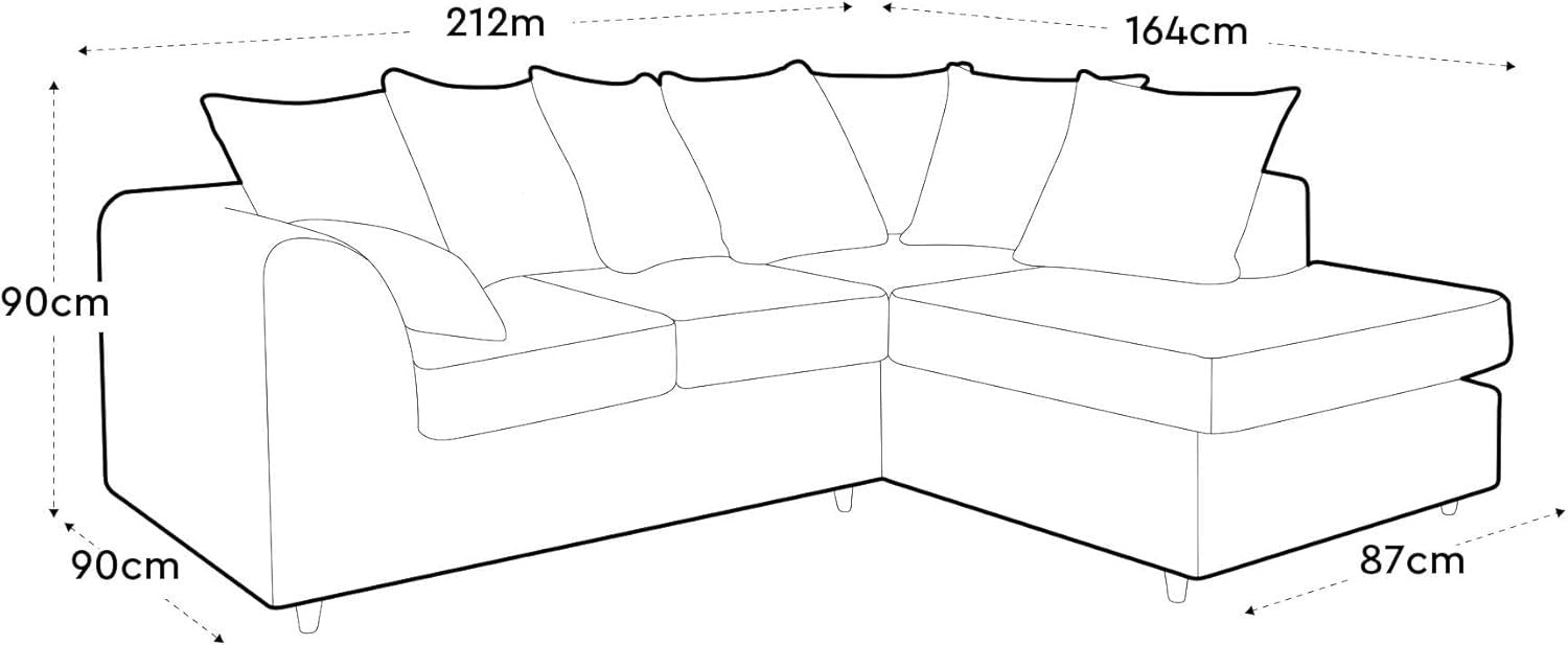 Dark Blue Chenille Corner Sofa Right – Modern L Shape Couch for Living Room