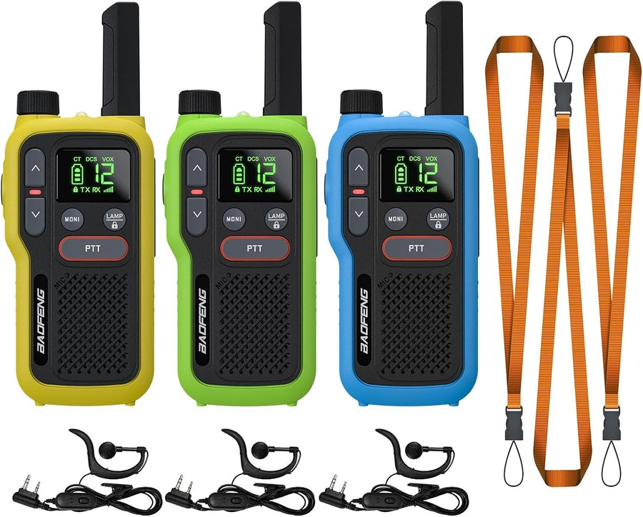 PMR446 Walkie Talkies 3 Pack Long Range Rechargeable 16CH Dual PTT