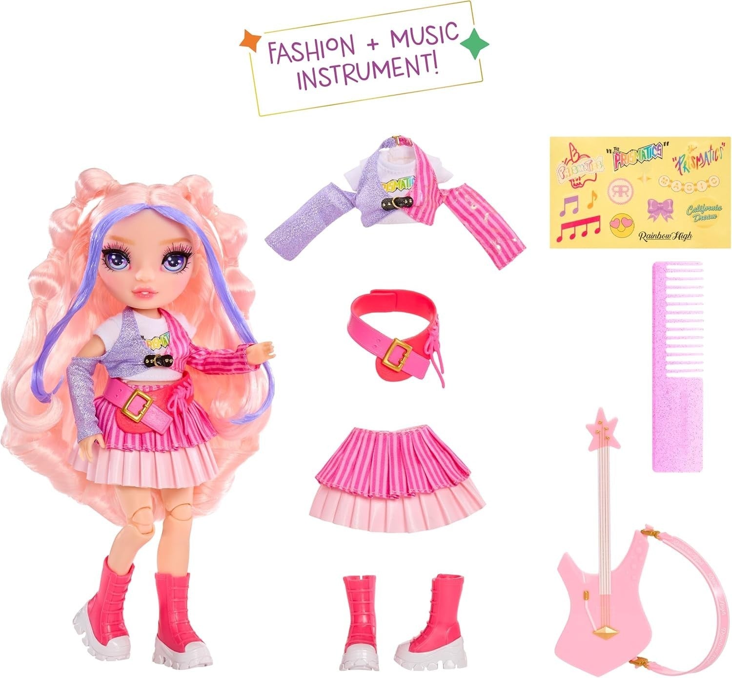 23cm Fashion Doll Rock Band Bass Guitar Stickers Posable Toy