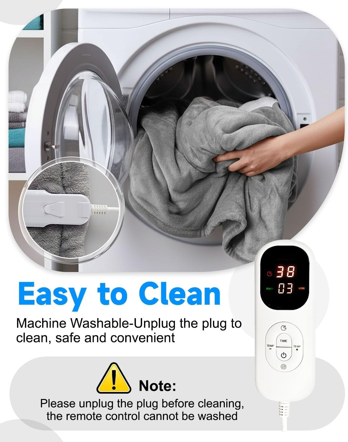 Electric Heated Throw Blanket 130x160cm 7 Heat LED Timer Washable Sofa Bed