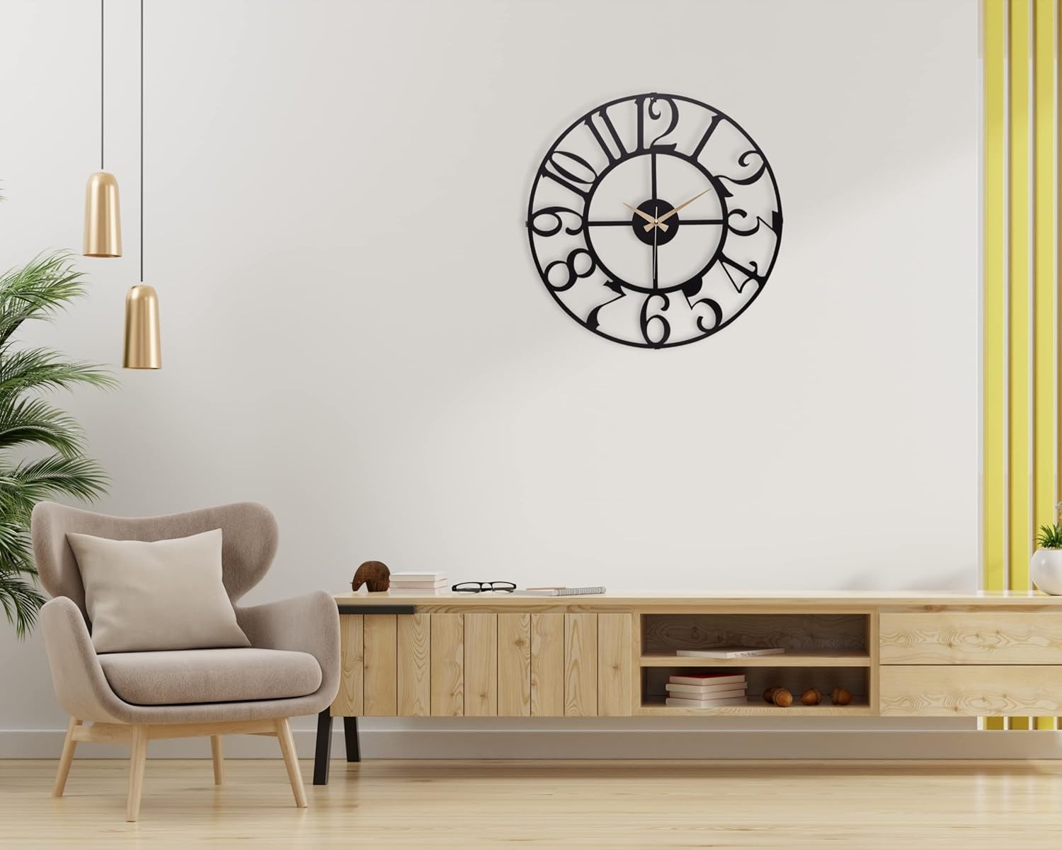 50cm Large Metal Wall Clock Modern Silent Quartz Open Face Round Home Decor