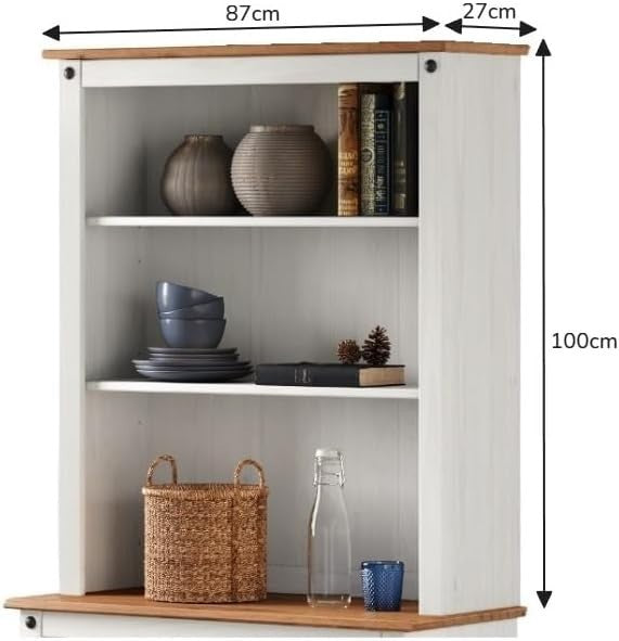 White Wax Buffet Hutch Small Sideboard 2 Doors 2 Drawers 176H