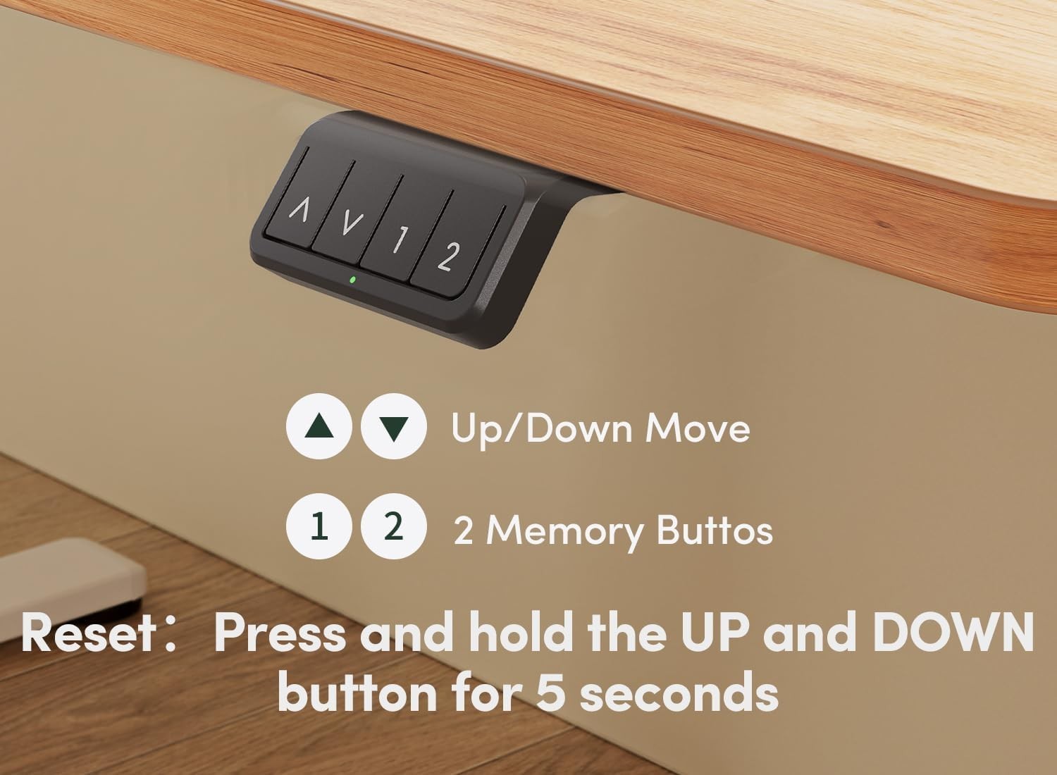 Light Brown Electric Standing Desk 120x60cm with White Frame & Memory