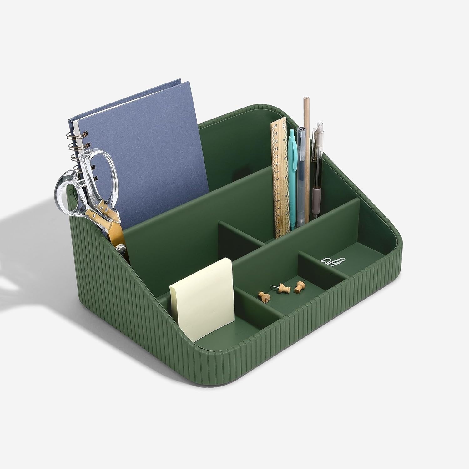 Desk Organiser 2-Tier Wood Storage Box for Stationery & Office Supplies