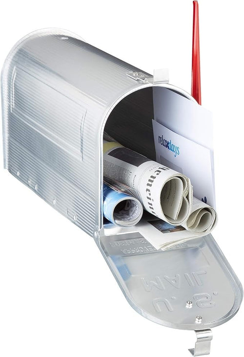American Style Mailbox Silver Aluminium Lockable Weatherproof
