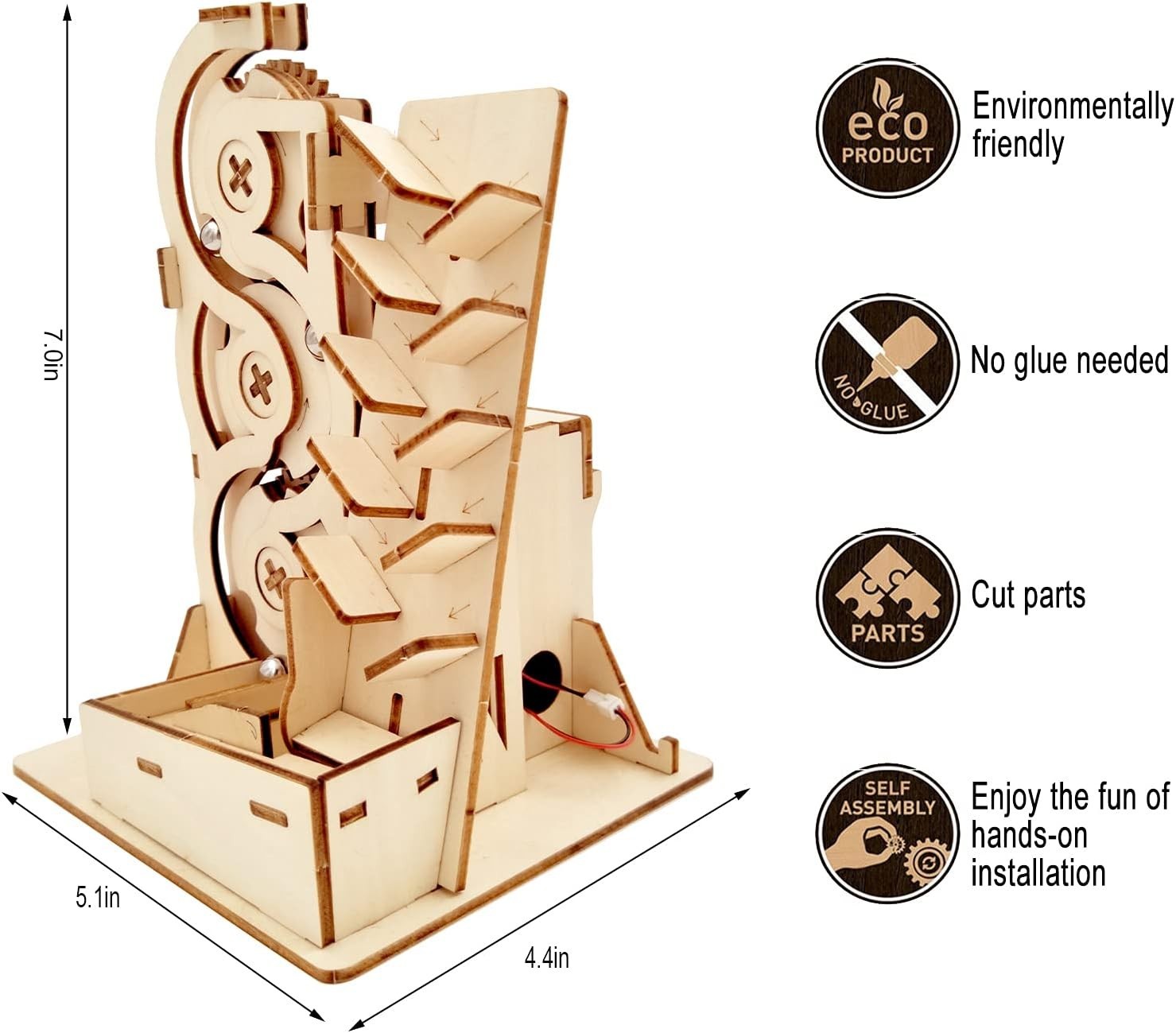 DIY Solar Marble Run Wooden Puzzle Kit – STEM Toy for Kids & Adults 14+