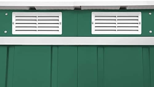Metal Garden Storage Shed 8x4ft Pent Roof Waterproof Outdoor Tool Shed Green