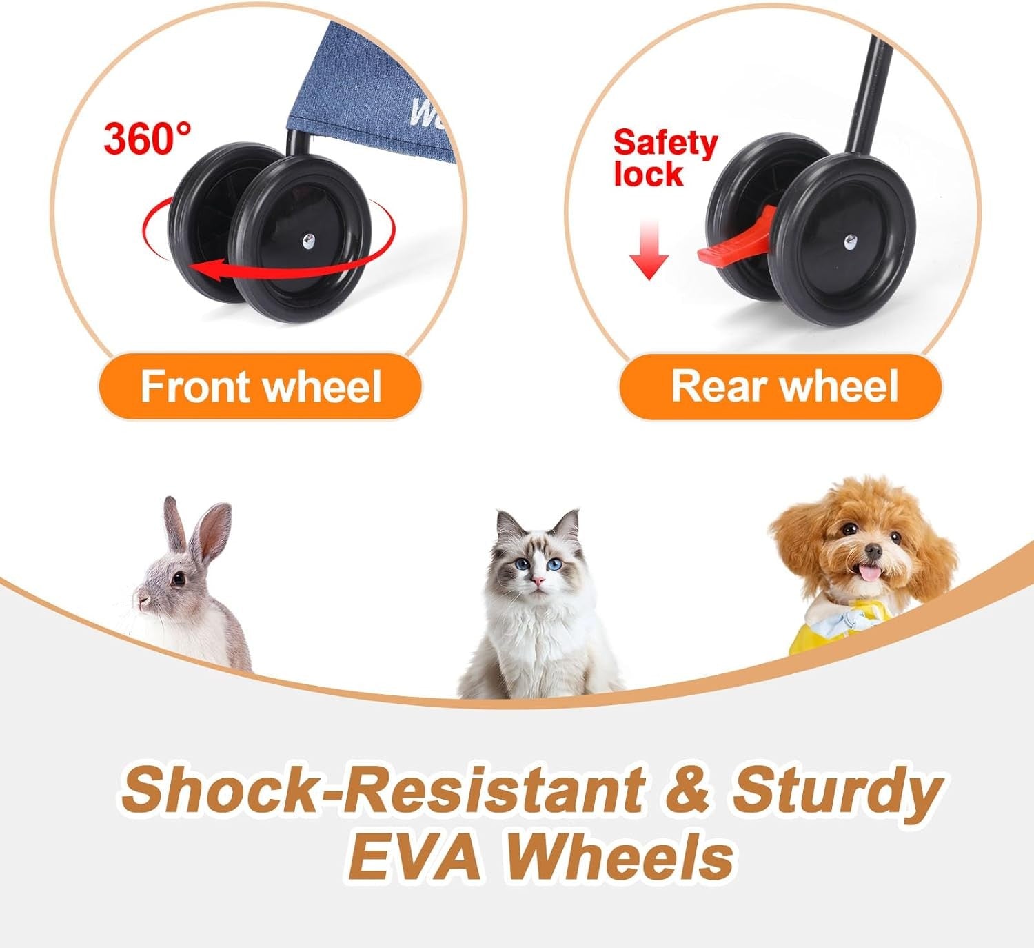 3 in 1 Pet Stroller Folding Dog Cat Pushchair 4 Wheel Travel Pram Navy
