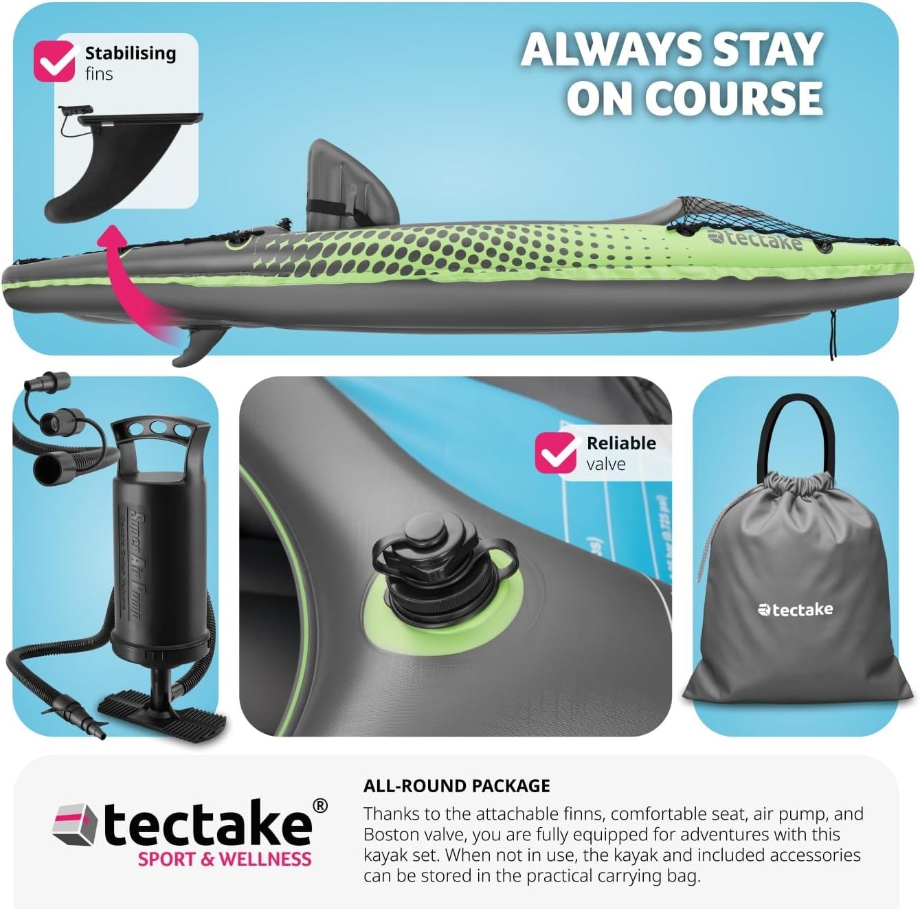 Inflatable Single Kayak Set PVC Canoe w/ Paddle Pump Carry Bag