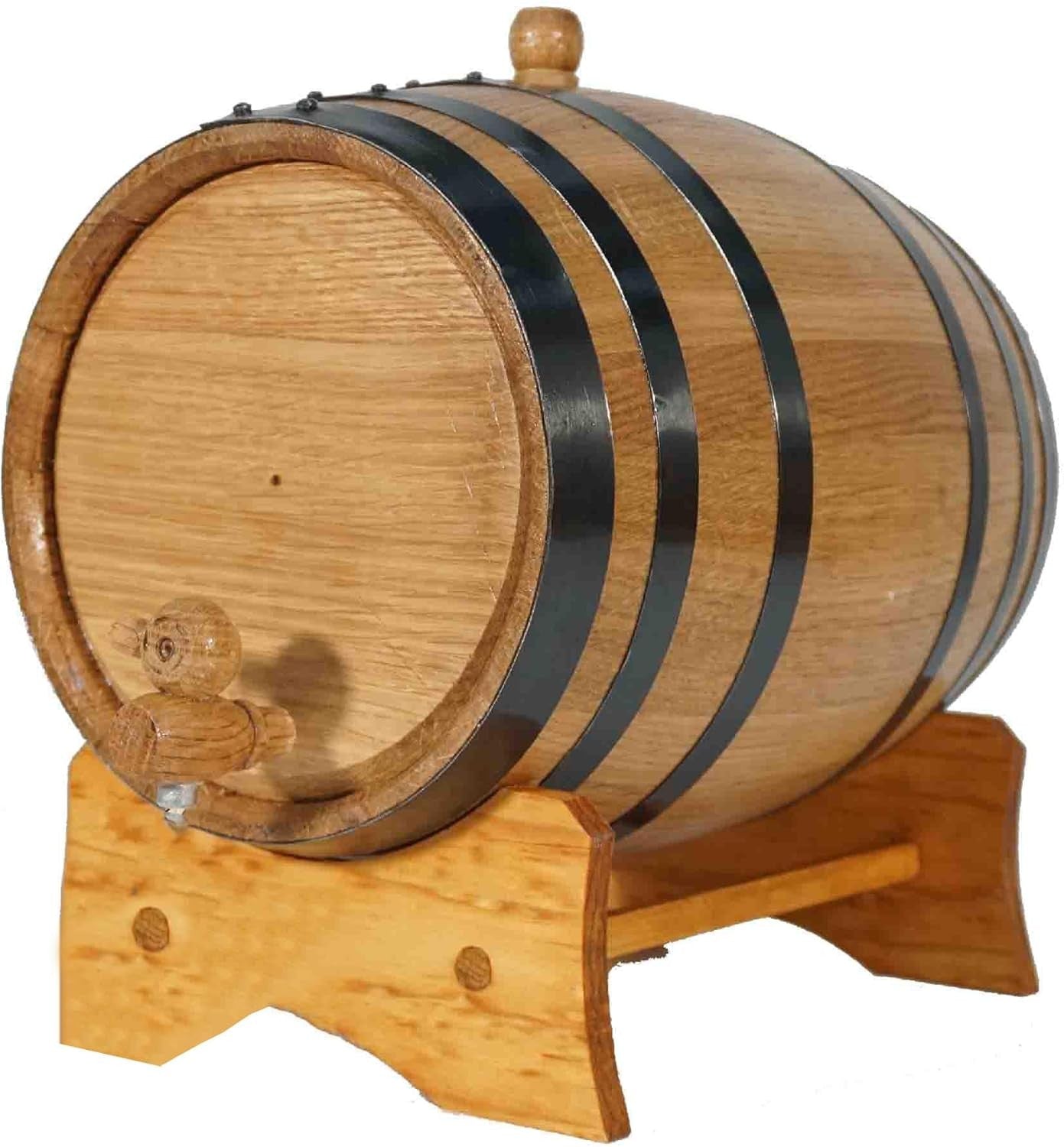 5L Oak Aging Barrel with Stand & Spigot | Charred Whiskey Rum Wine Decanter