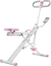Smart Row-N-Ride Squat Machine Pink Foldable Full Body Trainer LCD App 150KG