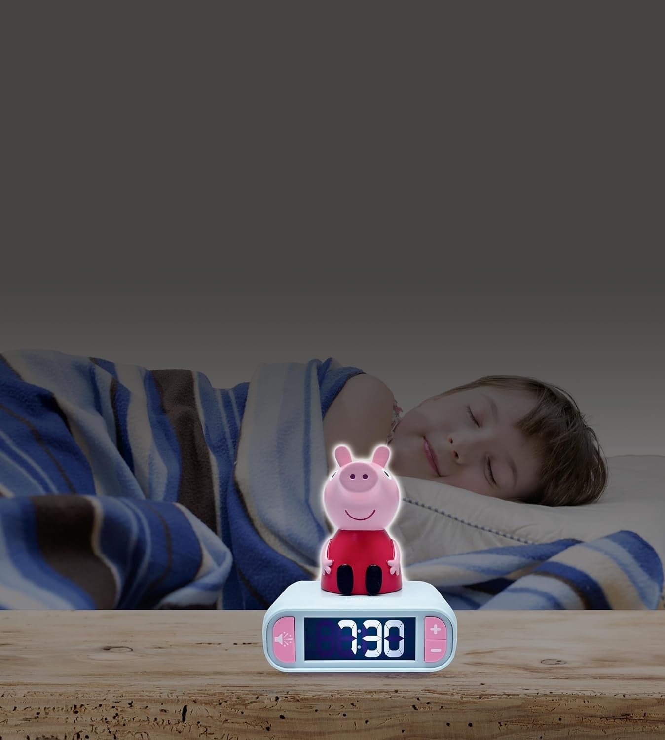 Kids Alarm Clock Night Light LCD Snooze Sound Effects Bed Clock Pink