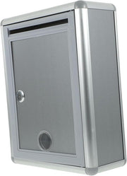 Lockable Wall Mount Mailbox Silver Drop Box Secure Suggestion Letter Safe 28.5cm