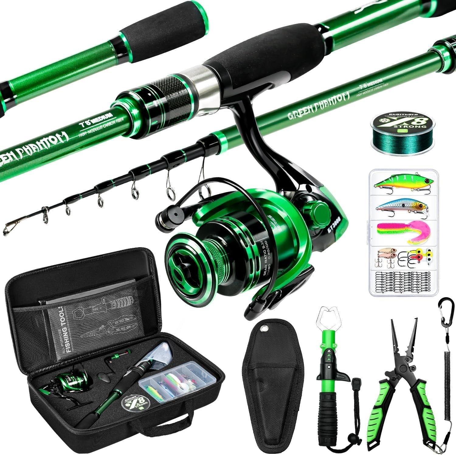 Graphite Telescopic Fishing Rod & Reel Combo Portable Travel Kit