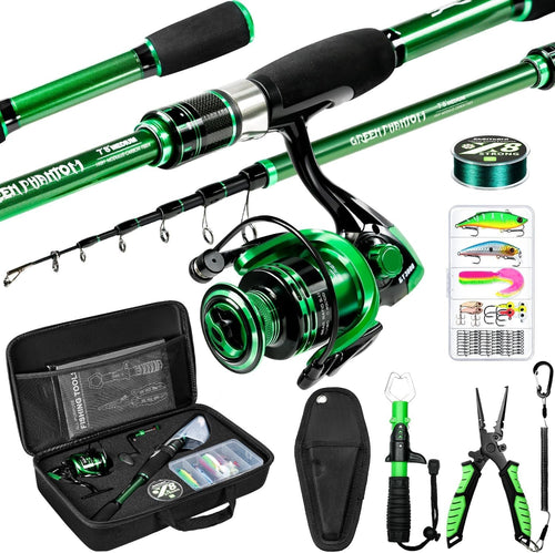 Graphite Telescopic Fishing Rod & Reel Combo Portable Travel Kit
