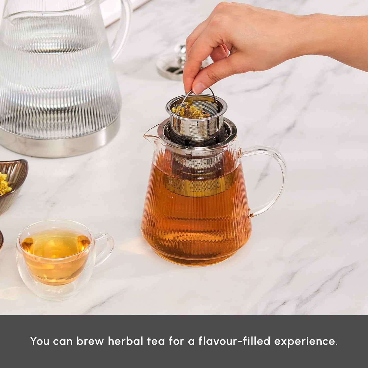 Glass Turkish Tea Maker Set 1.95L Teapot Kettle with Infuser