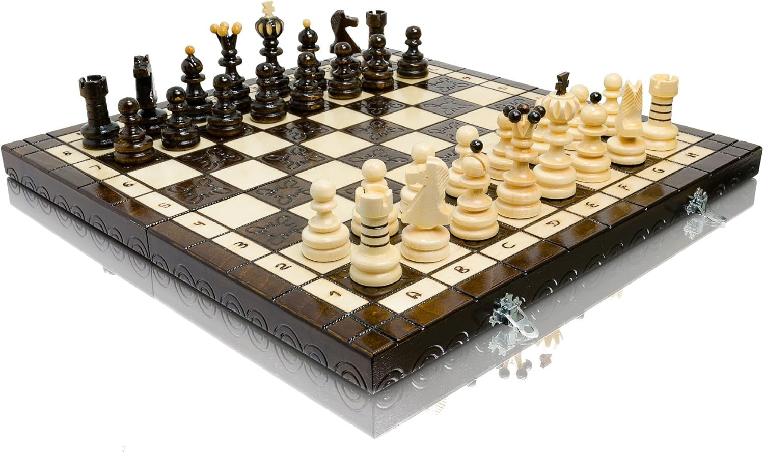 Luxury 42cm Wooden Chess Set XL | Handmade Board & Carved Pieces | Premium Gift
