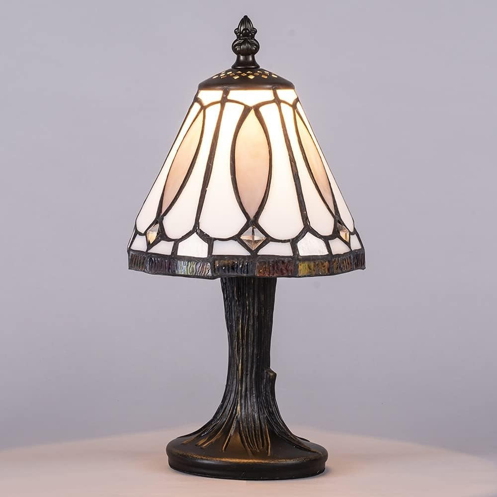 Tiffany Style Table Lamp | Multi-Coloured Stained Glass Shade | 29cm Height
