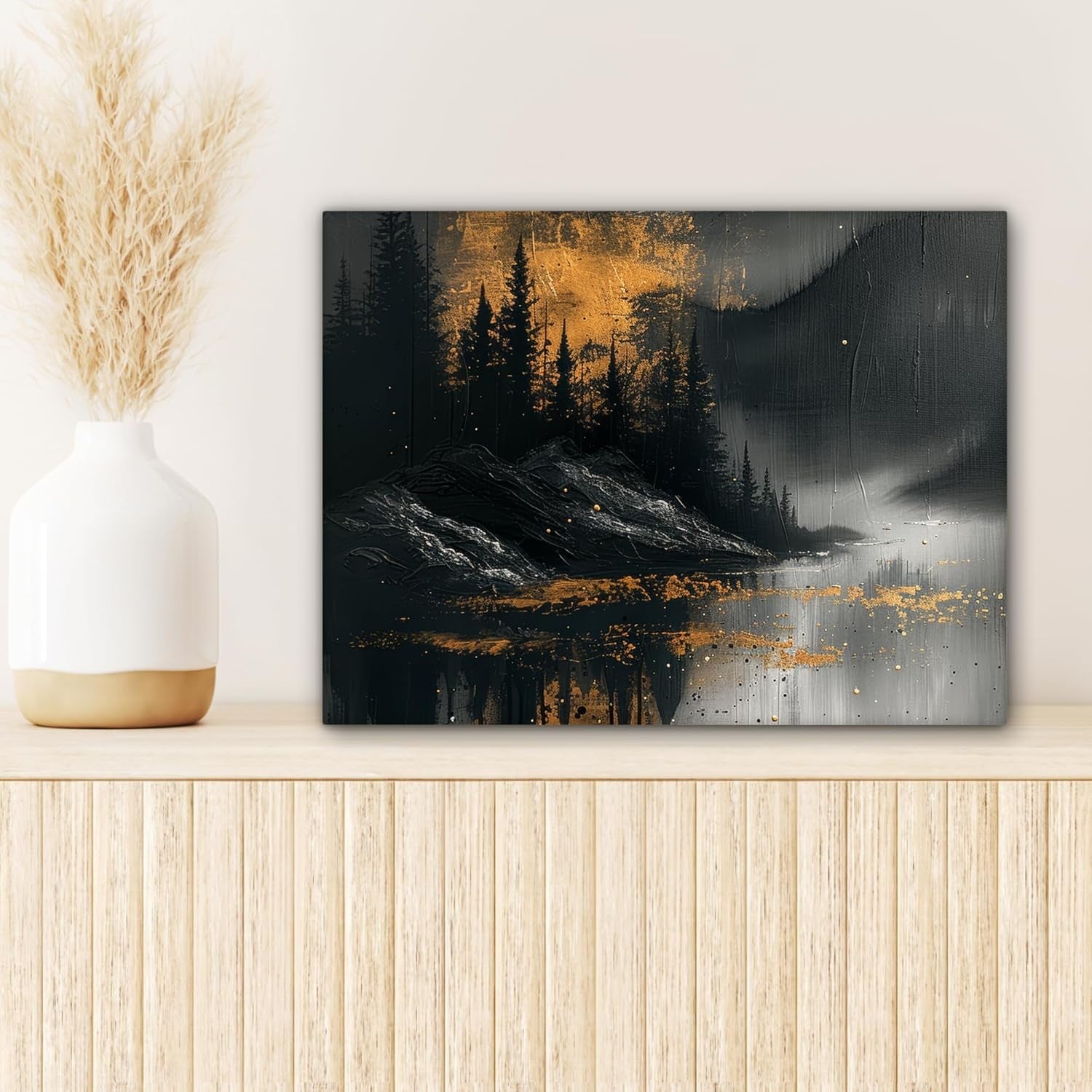 Gold Black Forest Canvas Wall Art 40x30cm Modern Framed Print