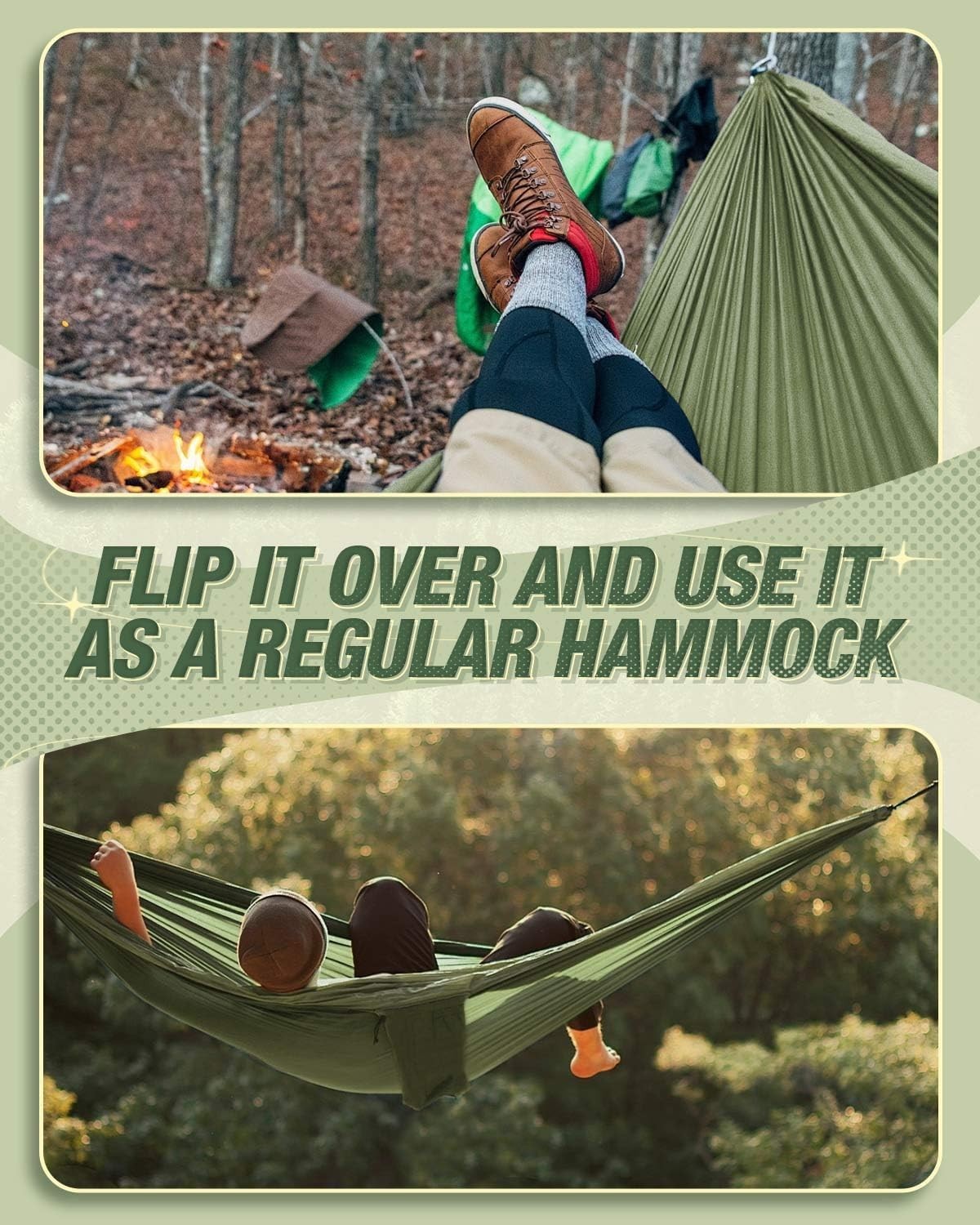Spacious Camping Hammock with Mosquito Net, Durable 210T Nylon, Easy Setup