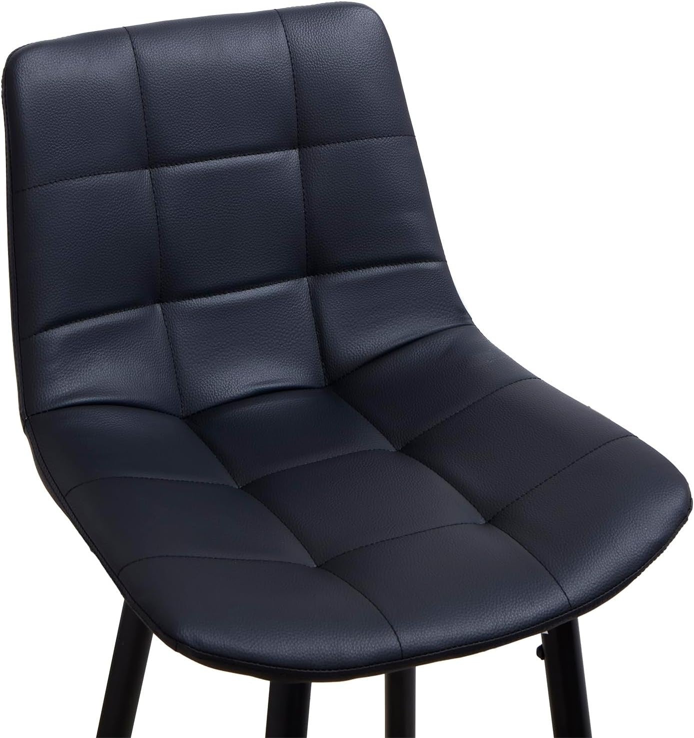 Black Faux Leather Bar Stools Set of 2 – Padded Kitchen Chairs