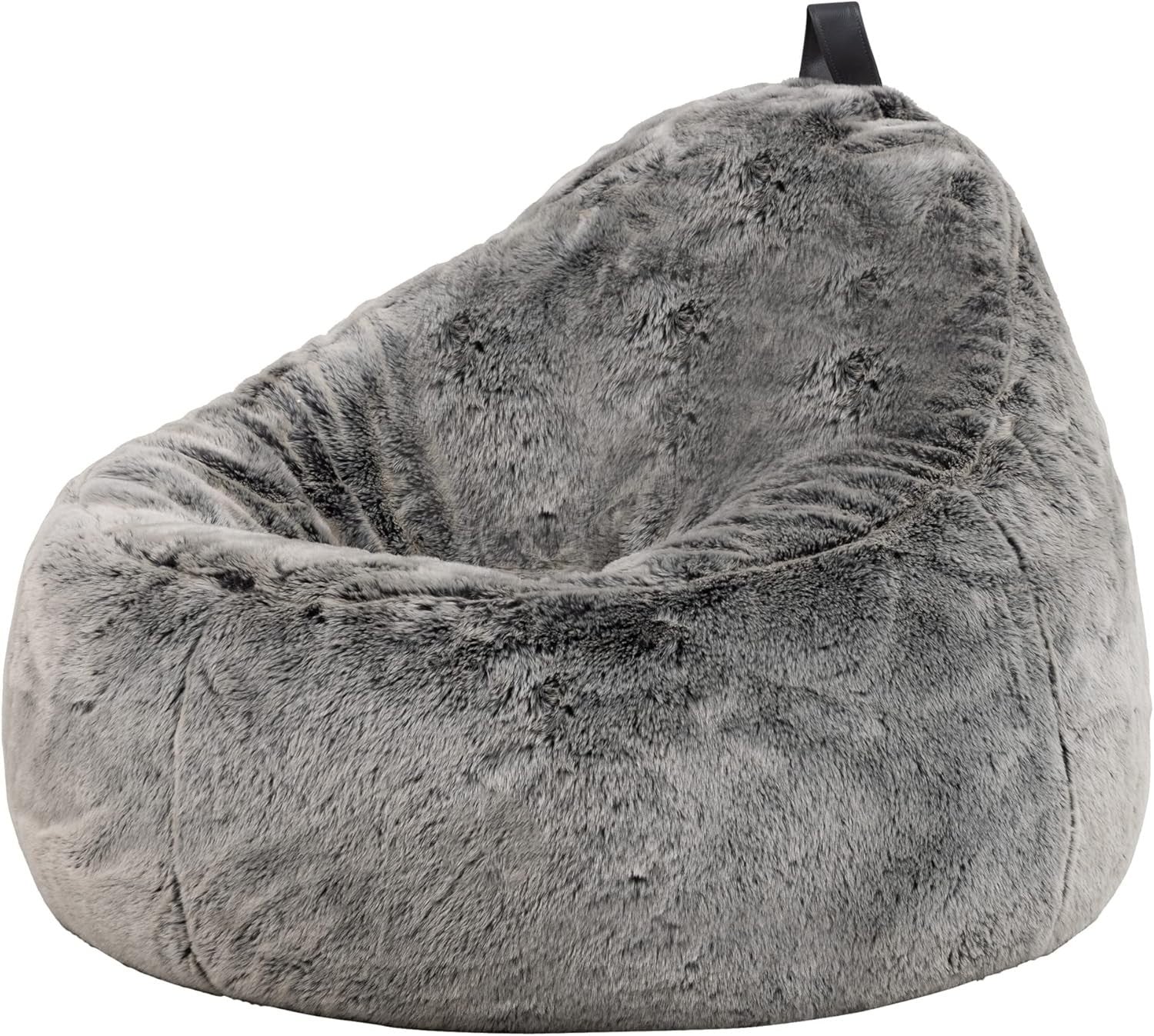 Large Faux Fur Bean Bag Chair Grey Adult Cozy Lounge Seat Living Room