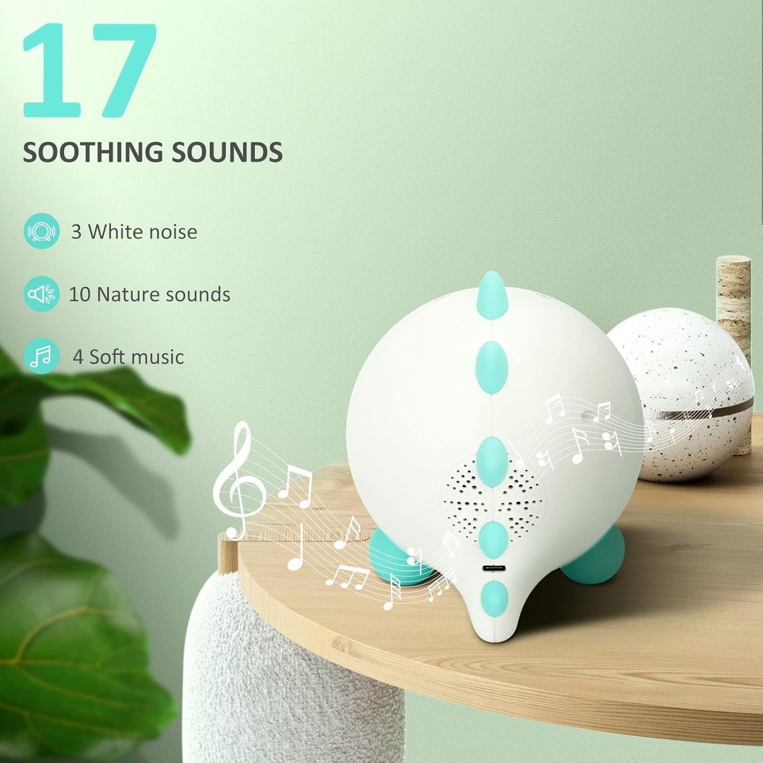 Green Kids Sleep Training Alarm Clock Night Light Sound Machine Toddler