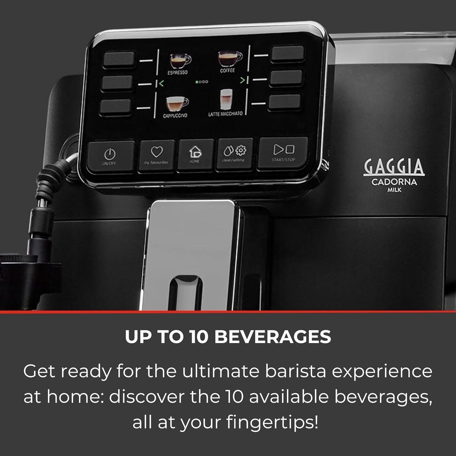 Automatic Bean-to-Cup Coffee Machine with Milk System 10 Drinks 1400W Black