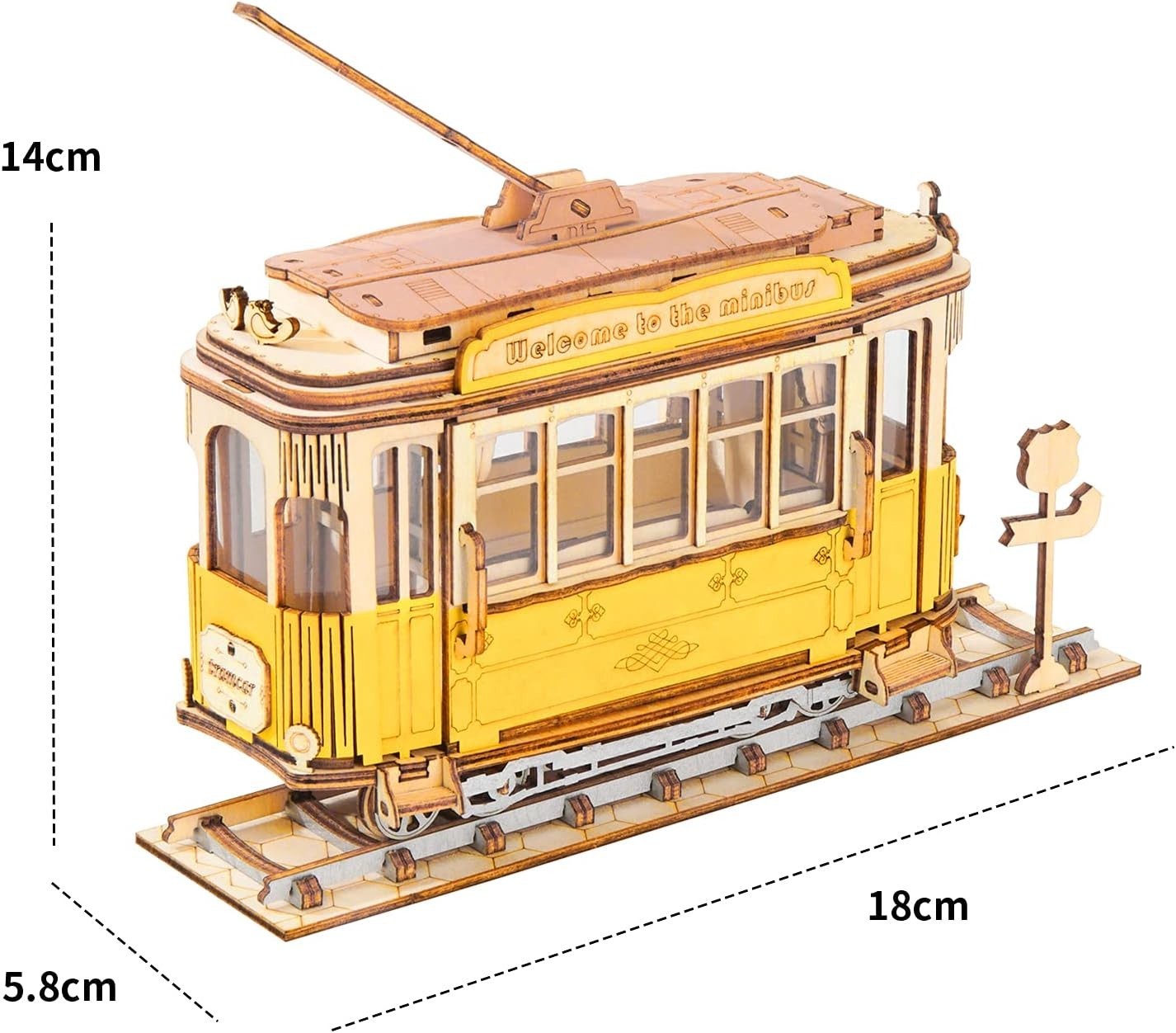3D Wooden Tramcar Puzzle Kit for Adults – Retro Model Build Gift Toy