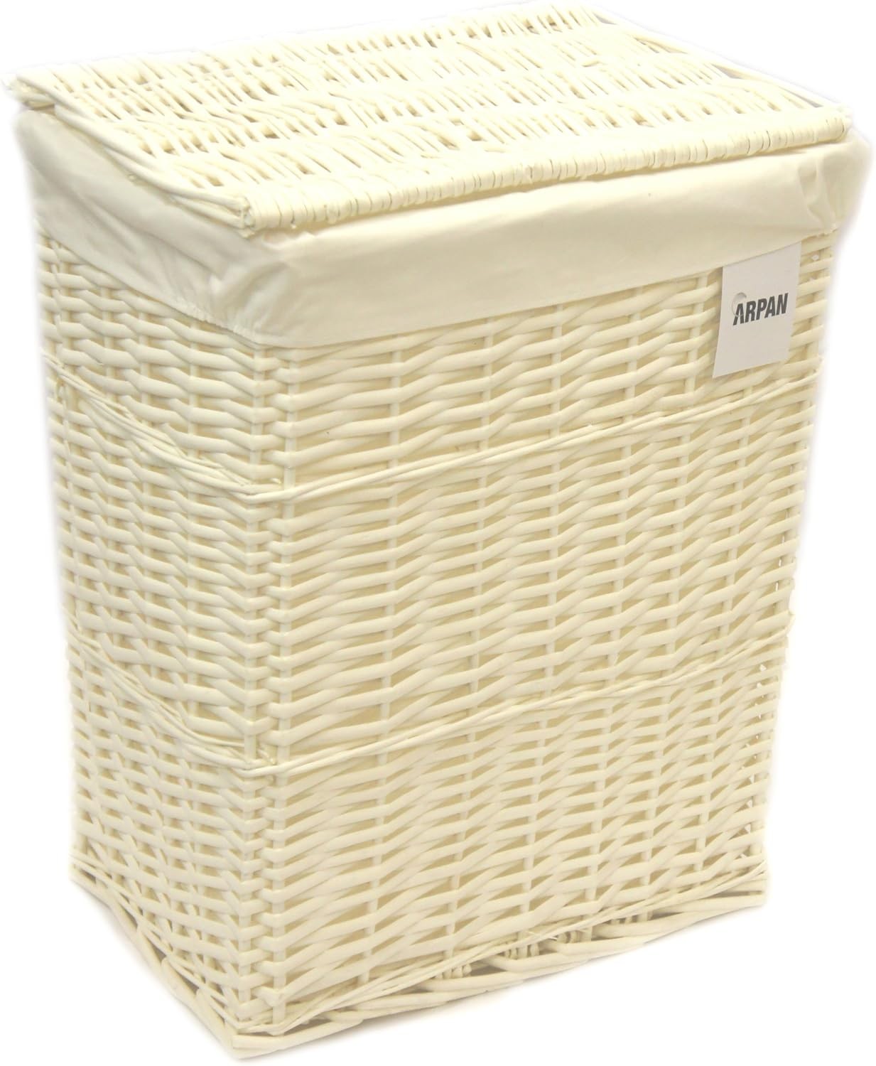 5-Piece White Wicker Laundry Basket Set with Lids & Liners | Large to Small