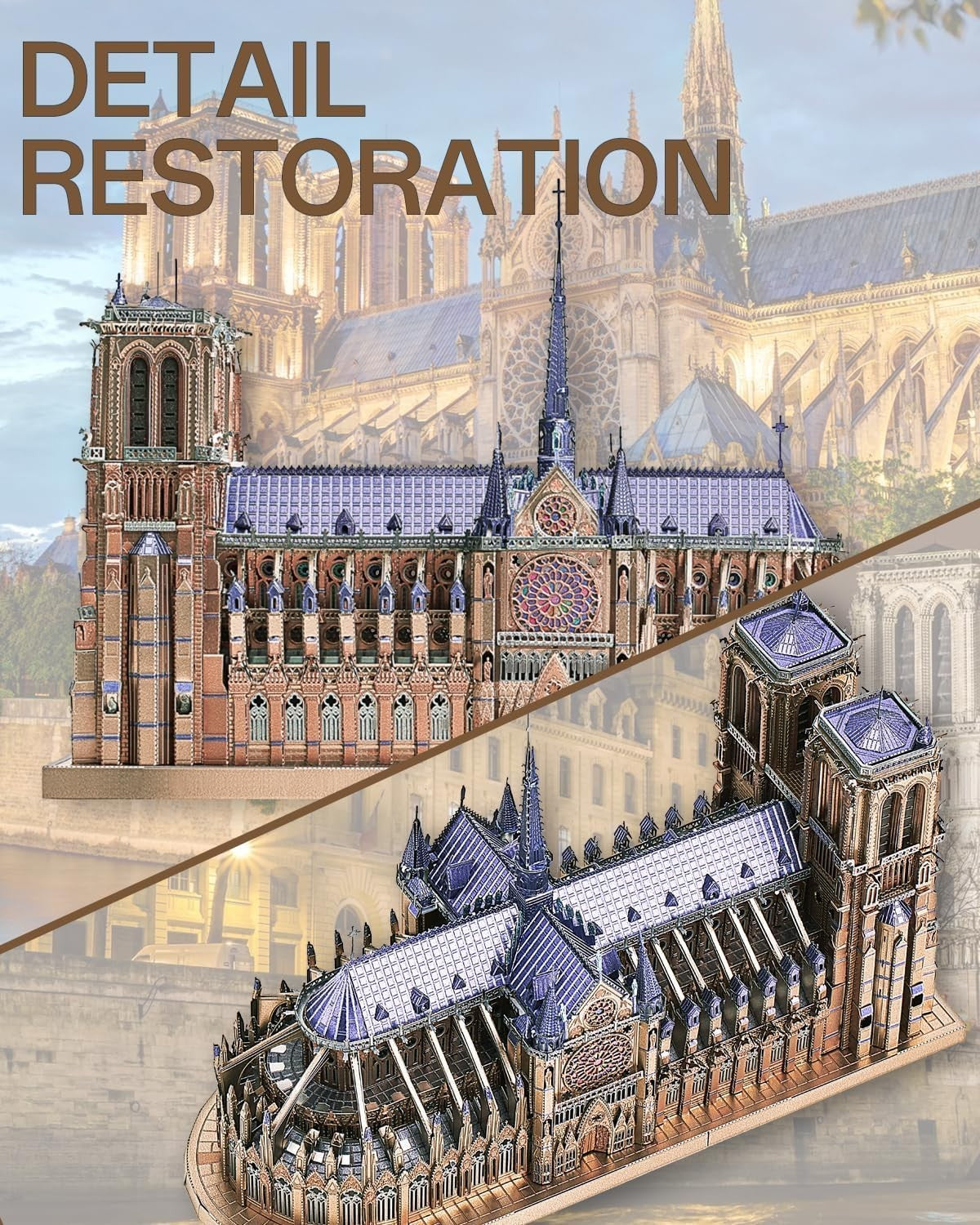 382pc 3D Metal Cathedral Puzzle Stainless Steel Model Kit DIY Decor