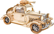 3D Wooden Vintage Car Puzzle Model Kit with Moving Parts & Display