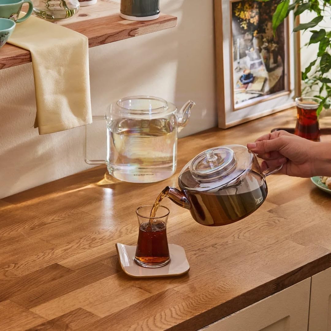 Glass Turkish Teapot Set 2.9L Borosilicate Tea Maker with Infuser