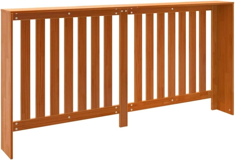 Wax Brown Solid Pine Radiator Cover 169x19x84cm – Modern Slatted Heater Cabinet