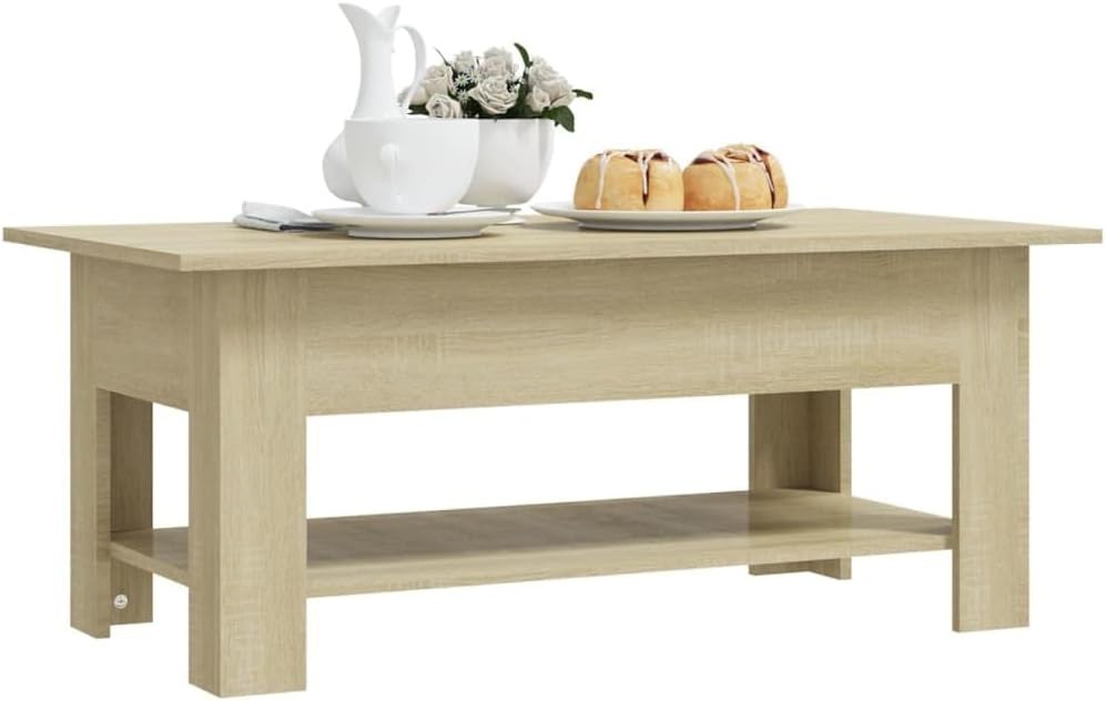 Modern Sonoma Oak Coffee Table with Storage Shelf – Stylish & Functional