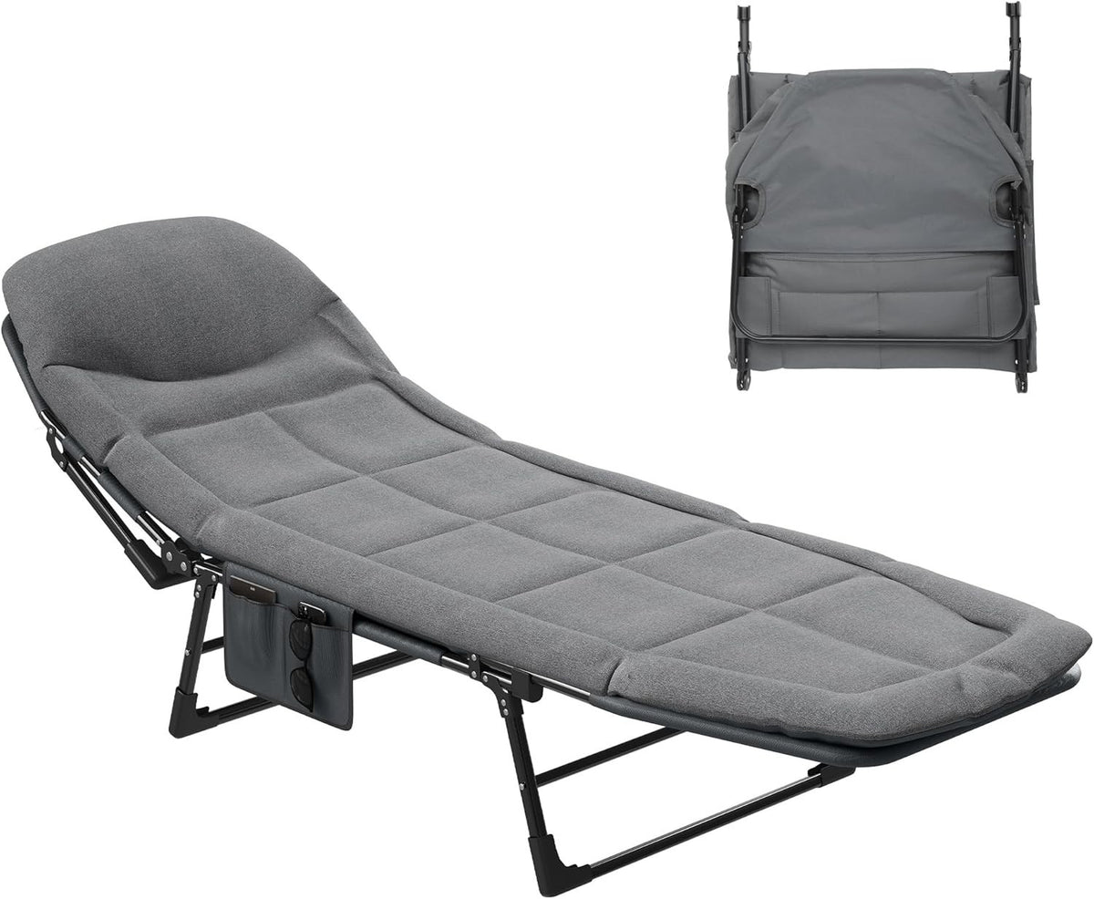 Adjustable Folding Sun Lounger with Cushion – 200kg Load, 4-Position Recline