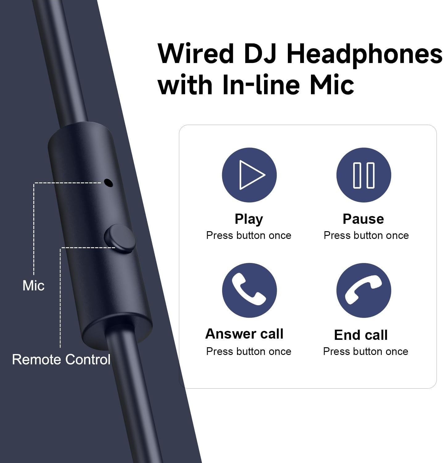 Studio Over Ear Headphones Hi-Fi 50mm Drivers Wired DJ Monitoring Blue