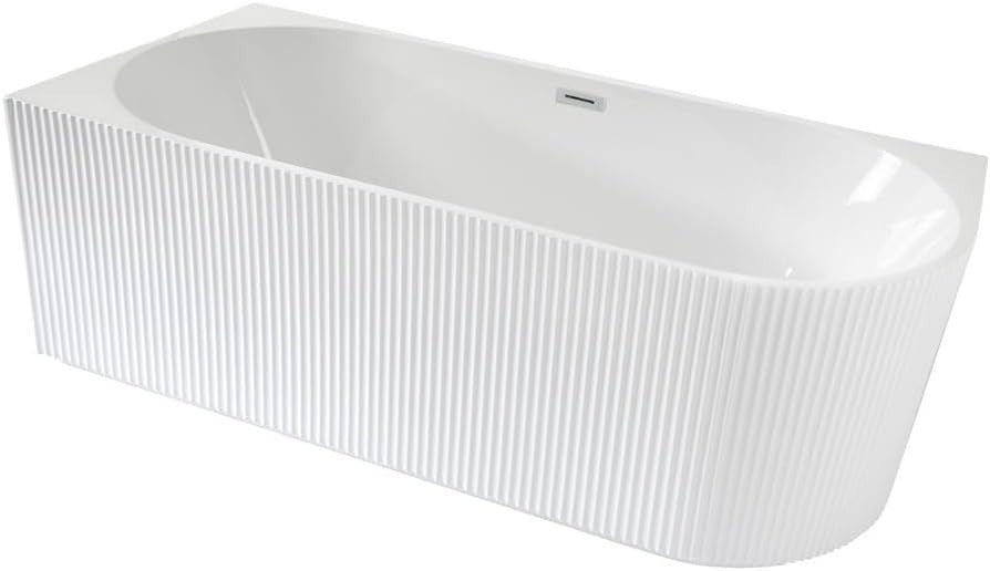 White Left Hand Fluted Corner Bath 1700x800mm White Overflow
