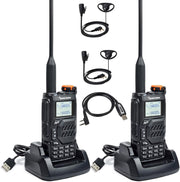 Dual Band Walkie Talkies 5W Long Range NOAA VOX LCD w Earpiece Cable
