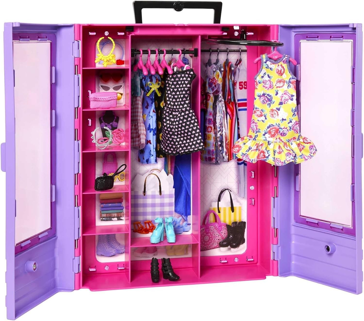 Portable Doll Closet Playset with Fashion Doll Clothes Shoes Accessories