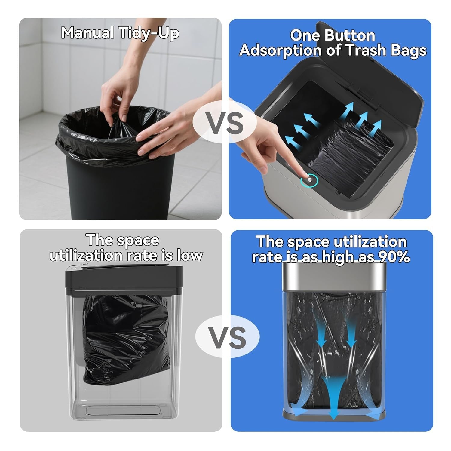 6 Gallon Touchless Motion Sensor Trash Can Stainless Steel Silver