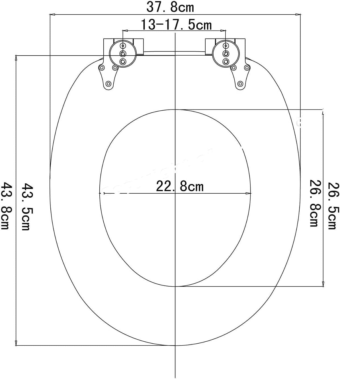 Wooden Toilet Seat Soft Close Maple MDF Heavy Duty Standard WC 43.8x37.8cm