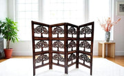 Carved Wood 4 Panel Folding Room Divider – Privacy Screen for Home & Office