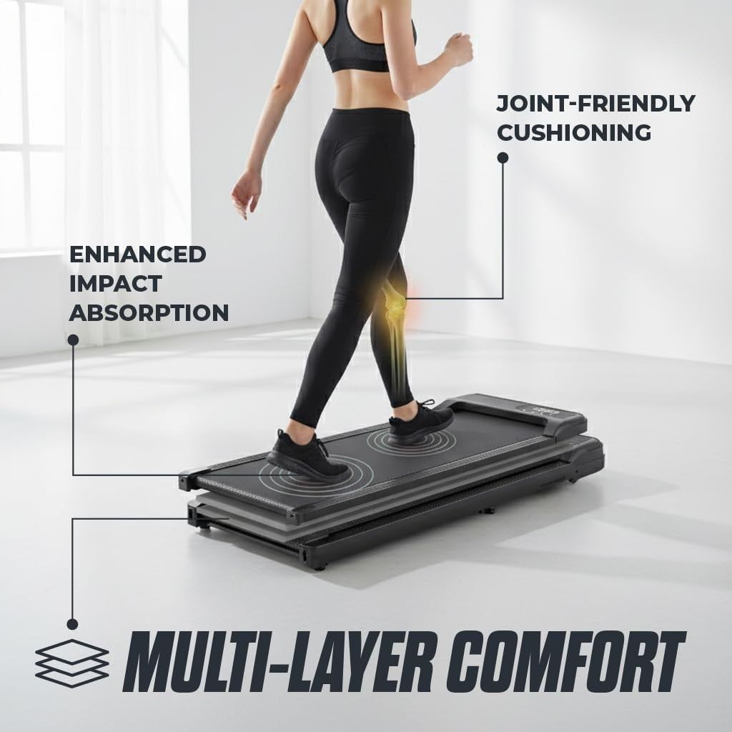 Compact Under Desk Walking Treadmill 2.5HP Quiet Motor Incline Home Office