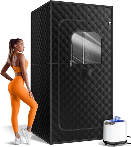 Steam Sauna Tent Home Spa 1200W 3L Heater 15-Level Remote Foldable Chair 36x36x7