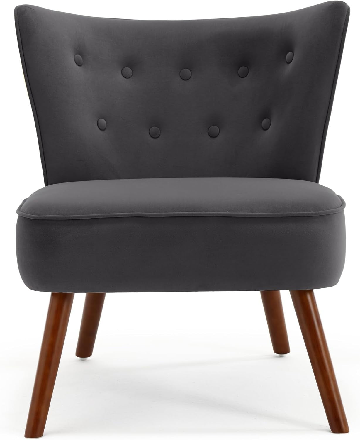 Velvet Wingback Accent Chair High Back Armchair Padded Seat Lounge Grey