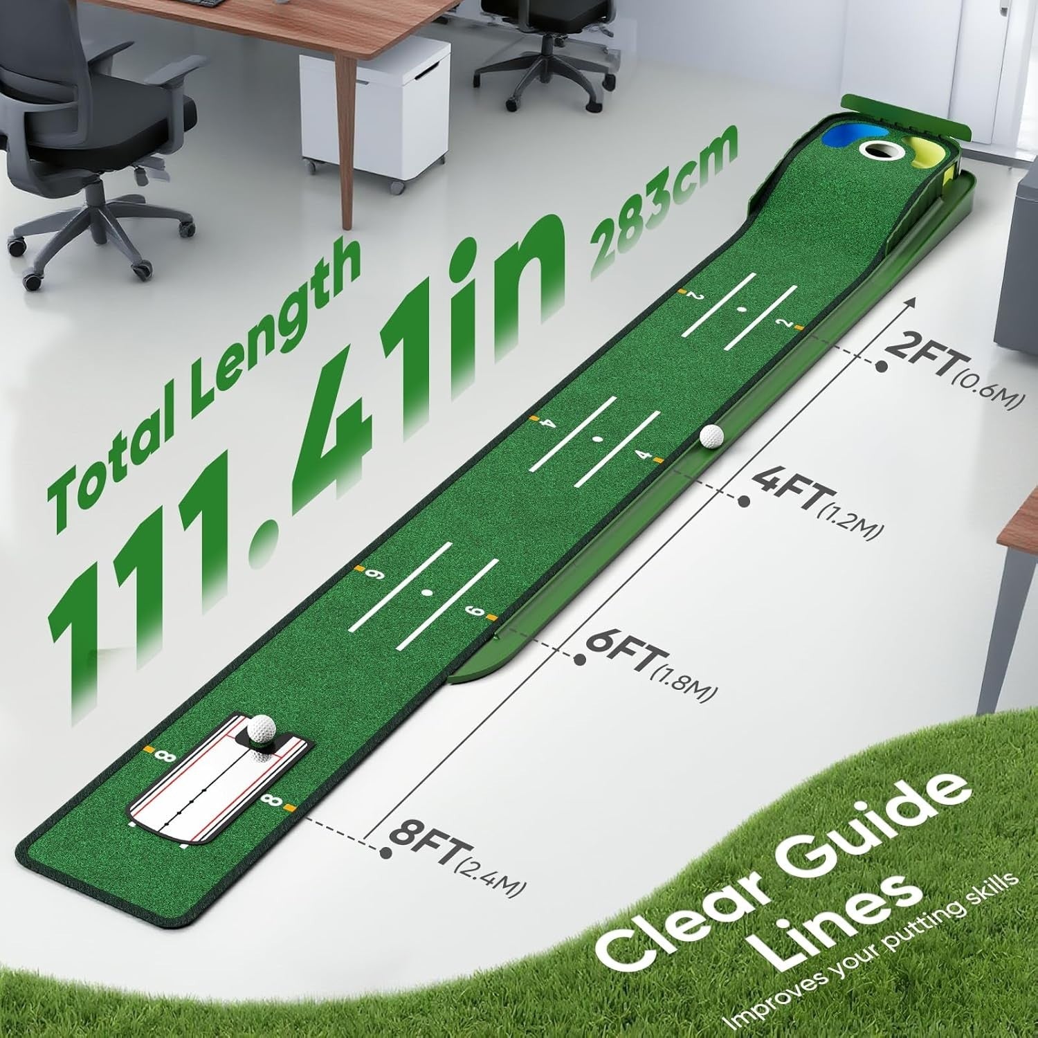 Golf Putting Mat Auto Ball Return Training Aid Indoor Home Office Practice