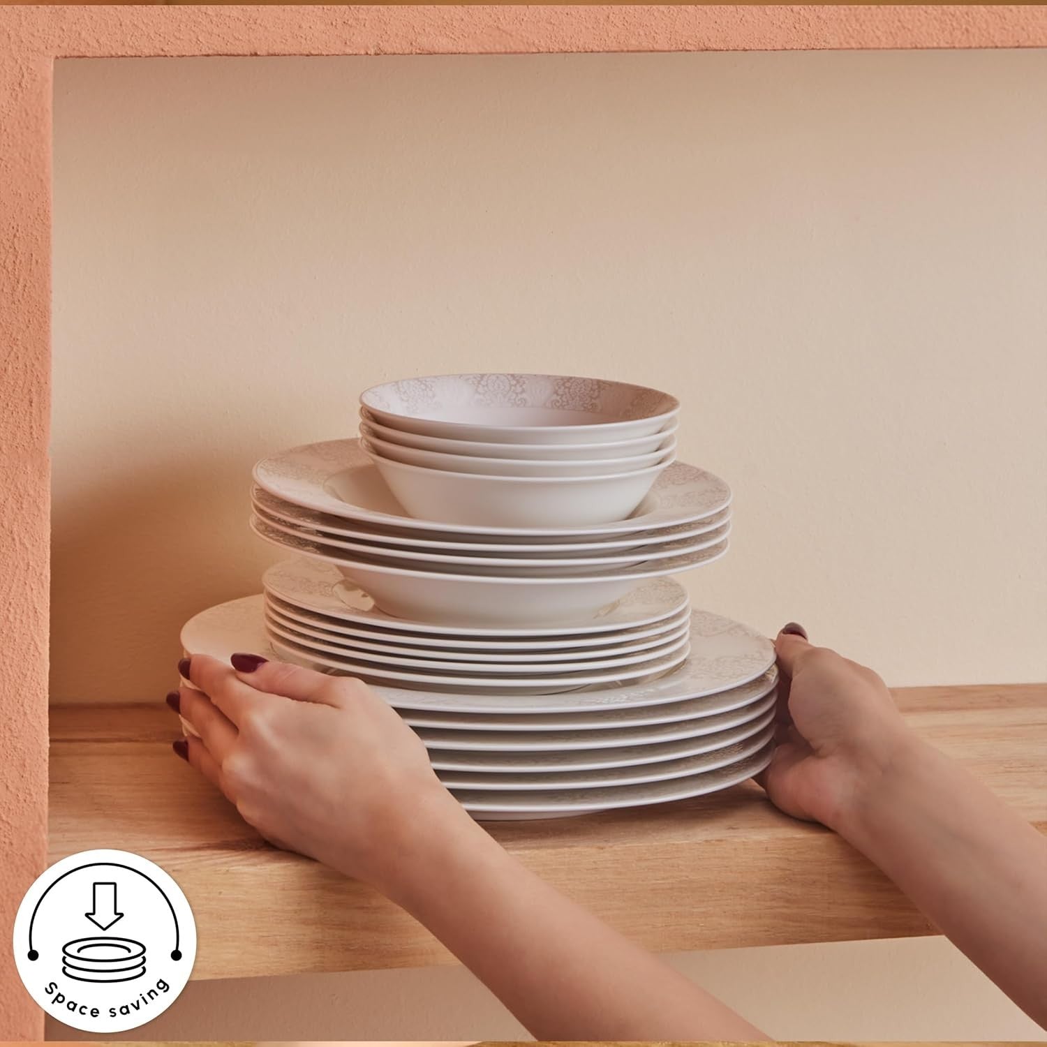 53pc Bone China Dinner Set for 12 White Plates Bowls Elegant Tableware