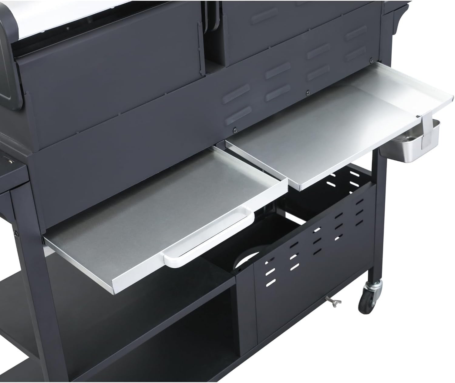 3 Burner Dual Fuel BBQ Grill with Side Burner, Gas & Charcoal Outdoor Barbecue