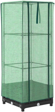 Raised Bed Planter with Greenhouse Cover 40x40x123cm | Rattan Look Black